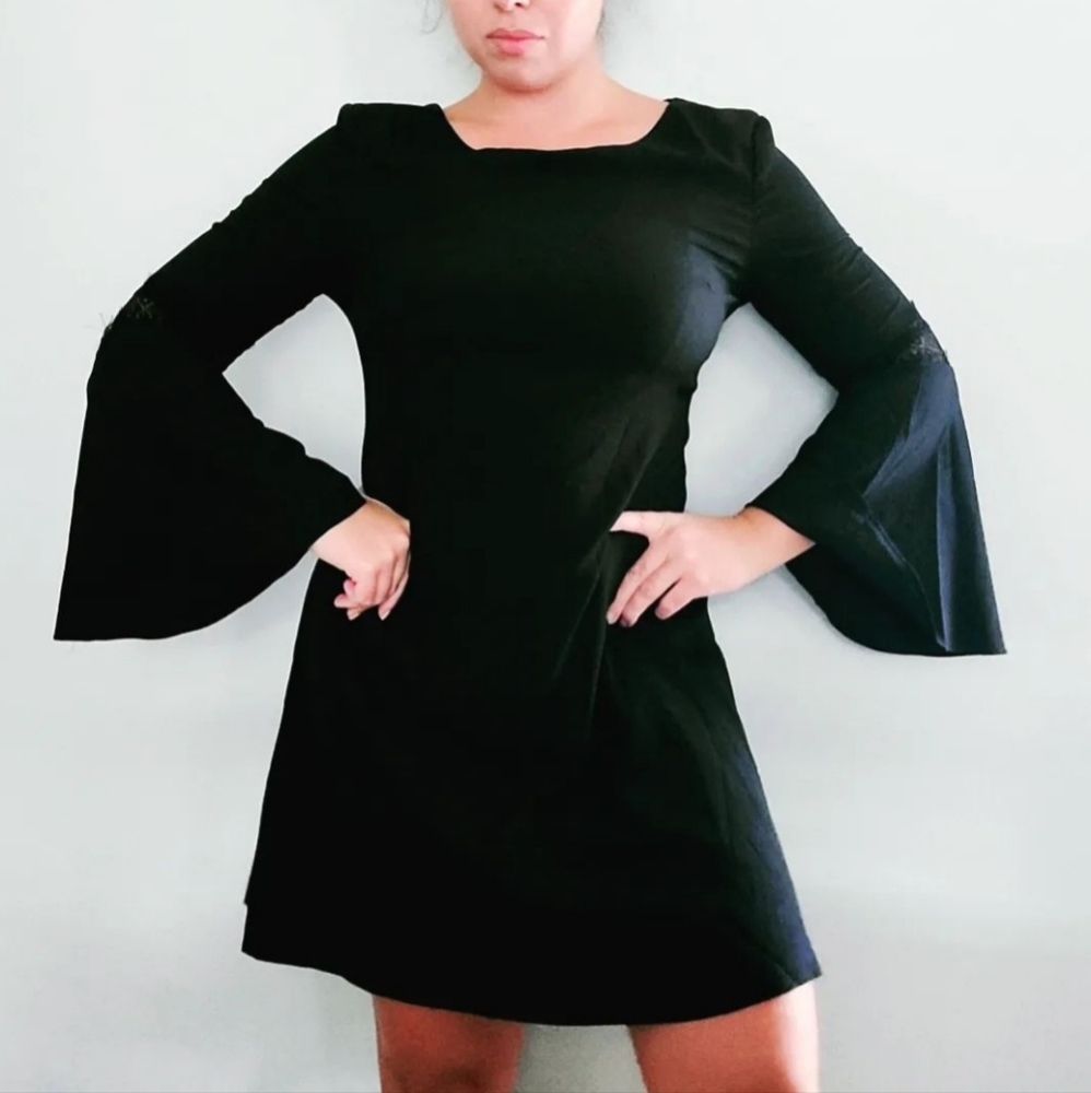 Black Dress with Bell Sleeves